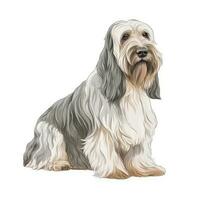 Minimalist Watercolor Painting of Petit Basset Griffon Vendeen in Soft Pastel Colors photo