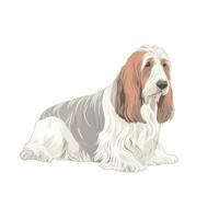 Minimalist Watercolor Painting of Petit Basset Griffon Vendeen in Soft Pastel Colors photo