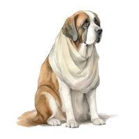 Minimalist Saint Bernard Watercolor Painting on Soft Pastel Background photo