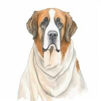 Minimalist Saint Bernard Watercolor Painting on Soft Pastel Background for Invitations and Posters photo