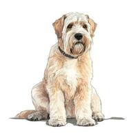 Soft Coated Wheaten Terrier Watercolor Painting in Minimalist Style photo