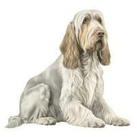 Minimalist Watercolor Painting of a Single Spinone Italiano in Soft Pastel Colors photo