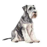 Minimalist Watercolor Painting of a Standard Schnauzer in Soft Pastel Colors photo