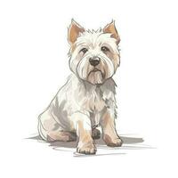 Minimalist Watercolor Painting of a West Highland White Terrier in Soft Pastel Colors photo