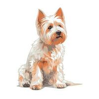 Minimalist Watercolor Painting of a West Highland White Terrier in Soft Pastel Colors photo