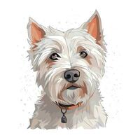 Minimalist Watercolor Painting of a West Highland White Terrier in Soft Pastel Colors photo