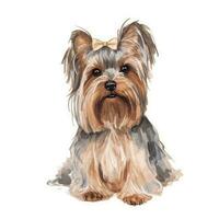 Minimalist Watercolor Painting of a Yorkshire Terrier in Soft Pastel Colors photo