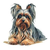 Minimalist Watercolor Painting of a Yorkshire Terrier in Soft Pastel Colors photo