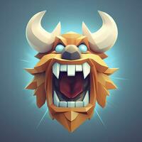 Cute Viking Shouting Mobile Game Icon with Low Poly Graphics photo