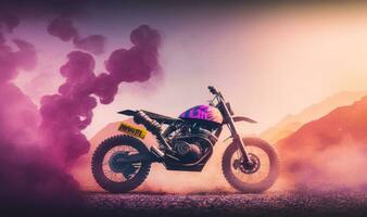 Soft Ethereal Dreamy Background with Motorcycle for Professional Use photo