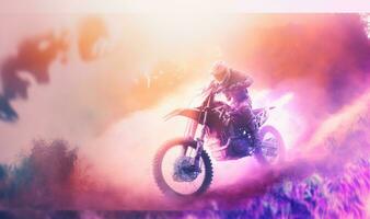 Soft Ethereal Dreamy Motorcycle Background with Copy Space photo