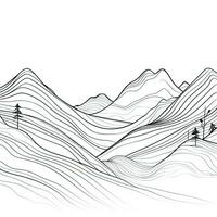 Continuous Line Drawing of Minimalistic Mountain Landscape photo