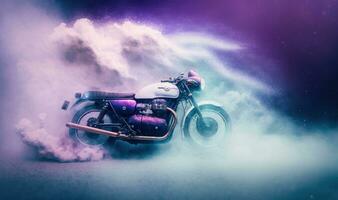 Dreamy Motorcycle Background with Copy Space photo