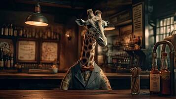 Animals Drinking at the Bar Mr Long Neck as the Bartender photo