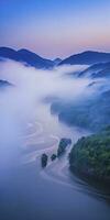 Mystical River Landscape with Enchanting Mood photo