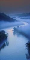 Mystical River Landscape with Enchanting Mood photo