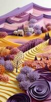 Intricate NeoImpressionist Paper Art of Lavender Fields in French Provence photo