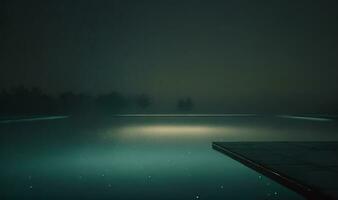 Ethereal Night Swimming Pool with Crystal Clear Water in Slow Motion photo