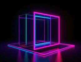 Vibrant Neon Square with Reflection in Colorful Moebius Style photo