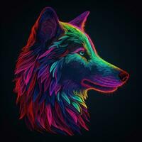 Iridescent Neon Howling Wolf in a Psychedelic Dream photo