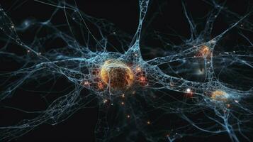 Neuronal Network in Action A Futuristic Illustration of Brain Activity photo