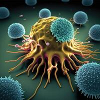 Cancer Cell Under Attack by Natural Killer Cells in 3D photo