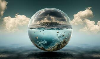 Ethereal Ocean Dreamscape in a Glass Ball photo