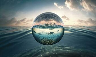Ethereal Ocean Dreamscape in a Glass Ball photo