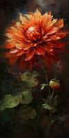 Vibrant Oil Painting of a Single Large Flower in 4K Resolution photo