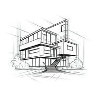 Modern House Building Construction with Continuous Lines photo