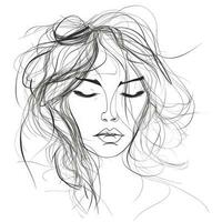 Minimalistic Abstract Portrait of a Woman with OneLine Drawing Style photo