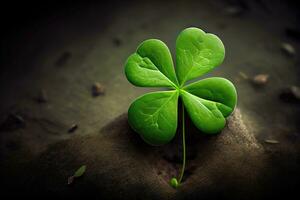 Lucky Clover on Vibrant Green Background photo