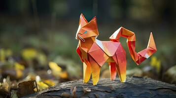 vistoso origami gato envase papel foto