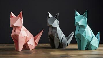 Colorful Origami Cat Wrapping Paper photo