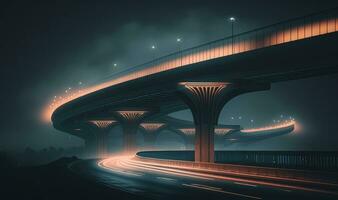 Ethereal Night Overpass with Soft Lighting for Professional Backgrounds photo