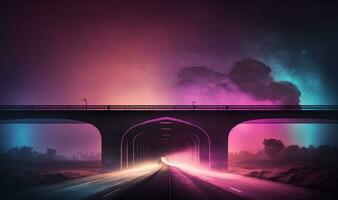 Ethereal Night Overpass with Soft Lighting for Professional Backgrounds photo