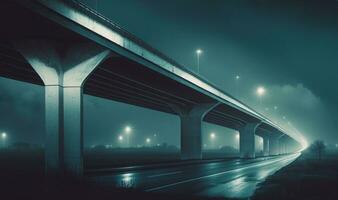 Ethereal Night Overpass with Soft Lighting for Professional Backgrounds photo
