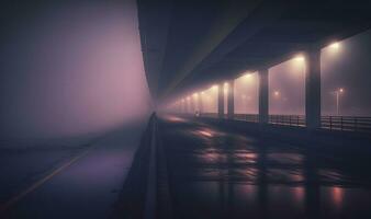 Ethereal Night Overpass with Soft Lighting for Professional Backgrounds photo