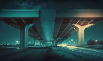 Ethereal Night Overpass with Soft Lighting for Professional Backgrounds photo