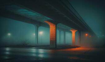 Ethereal Night Overpass with Soft Lighting for Professional Backgrounds photo