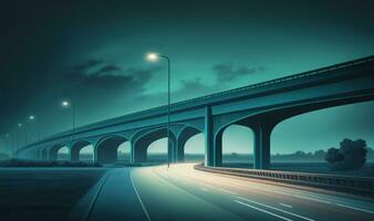 Ethereal Night Overpass with Soft Lighting for Professional Backgrounds photo