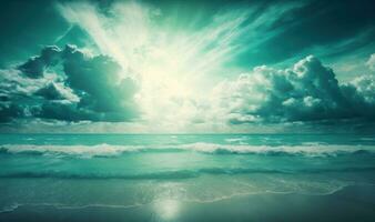 Ethereal Ocean and Sky Background with Copy Space photo