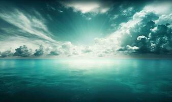 Ethereal Ocean and Sky Background with Copy Space photo