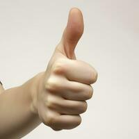 Disapproval Gesture Hand Displaying Thumbs Down on White Background photo