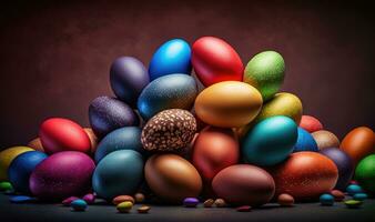 Colorful Easter Eggs as Soft Ethereal Dreamy Background photo