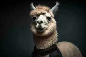 Formal Alpaca Portrait in Business Attire photo