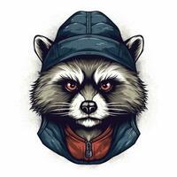 Winter Streetwear Cartoon Character with Angry Expression and Open Eyes photo