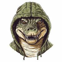 Fierce Streetwear Cartoon Character with Hood and Open Mouth photo