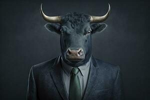 Bull in Business Attire A Formal Portrait photo