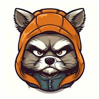 Winter Streetwear Cartoon Character with Angry Expression and Open Eyes photo